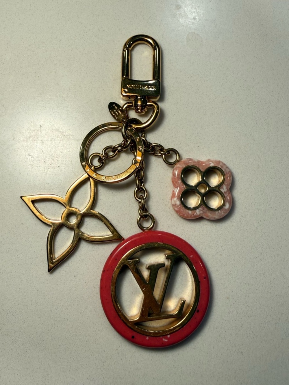 Louis Vuitton Pink and Gold LV Keychain/Bag Charm - Picture 3 of 6